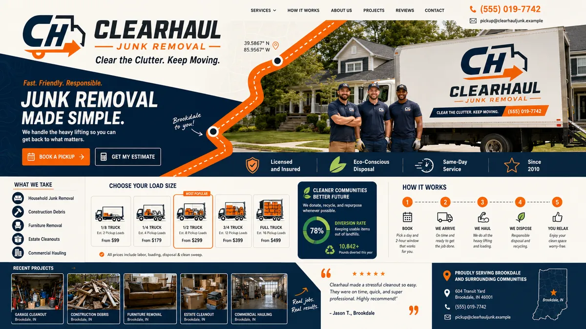 Clearhaul Junk Removal concept — the rebuilt design