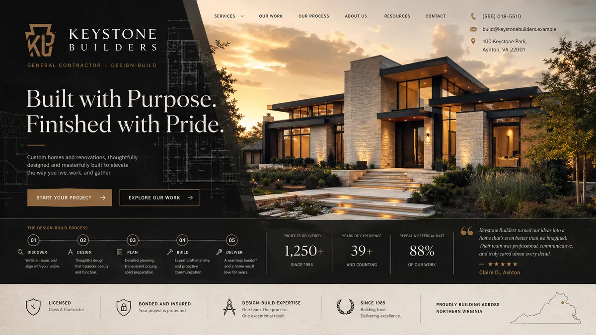 Keystone Builders concept — the rebuilt design