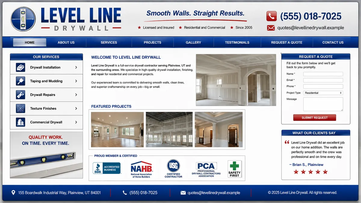Level Line Drywall concept — the dated design it replaces