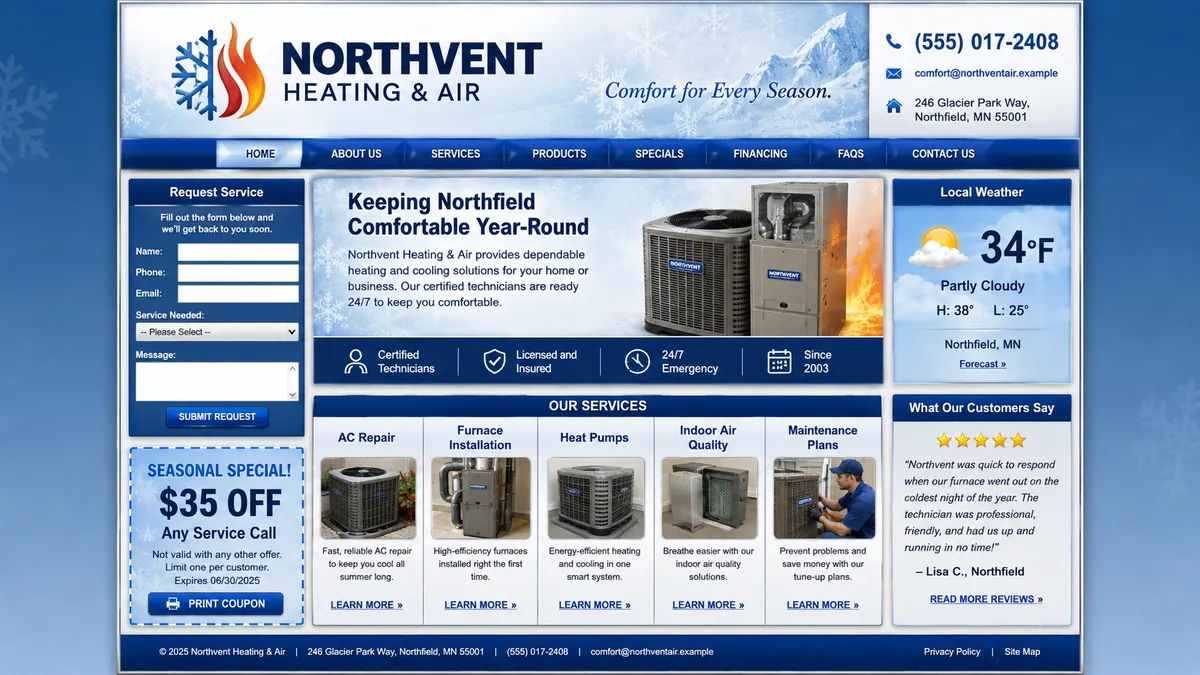 Northvent Heating and Air concept — the dated design it replaces