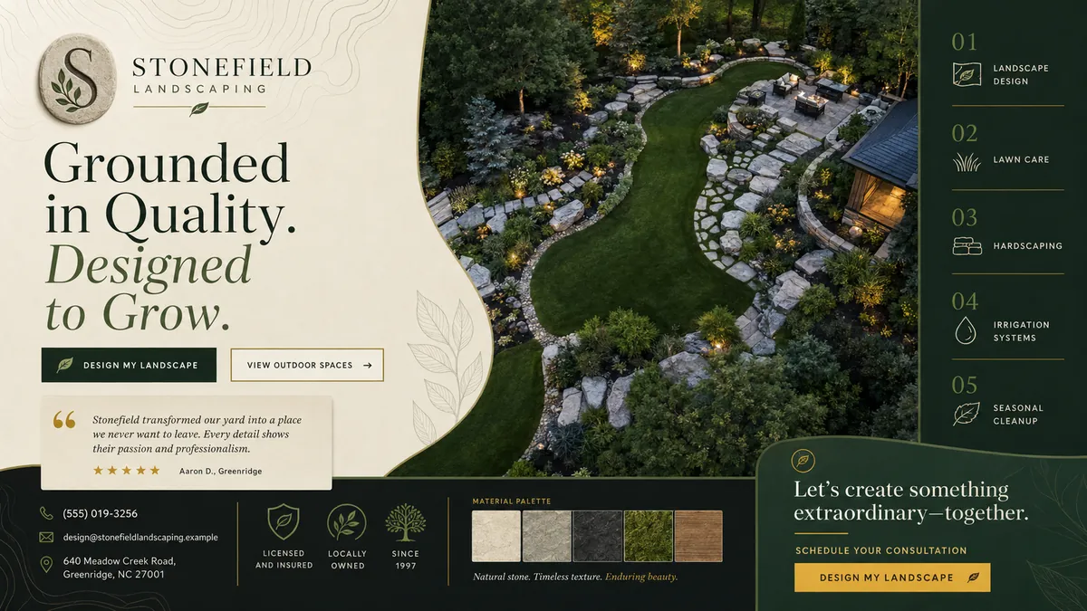 Stonefield Landscaping concept — the rebuilt design