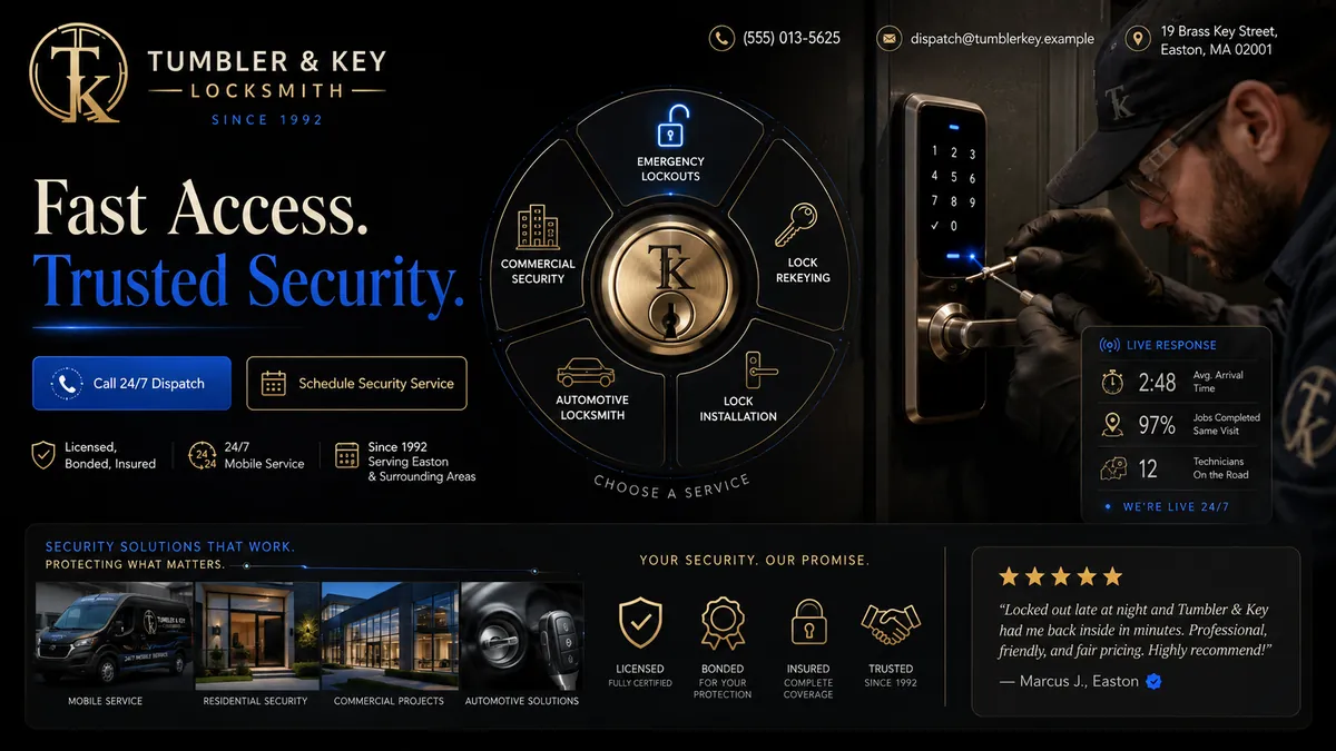 Tumbler and Key Locksmith concept — the rebuilt design